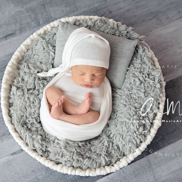 Newborn stretch wrap and hat, thin angora knit wraps, baby photography props, boy girl photo session outfit, newborn photo props