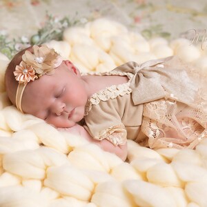 Newborn photo photo outfit, baby girl romper dress , newborn girl props, nude white photo outfit baby girl open back newborn photography image 2