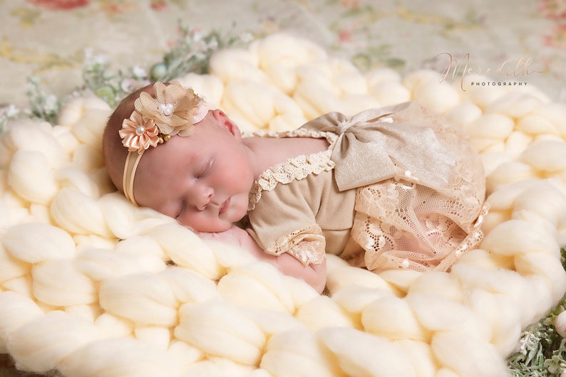 Newborn photo photo outfit, baby girl romper dress , newborn girl props, nude white photo outfit baby girl open back newborn photography image 2