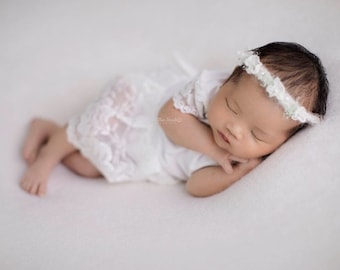 Newborn girl photo outfit, newborn props girl, lace romper, baby girl modeling portrait, newborn photo prop, baby photo shoot.