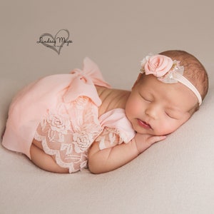 Newborn photo photo outfit, baby girl romper dress , newborn girl props, nude white photo outfit baby girl open back newborn photography image 3