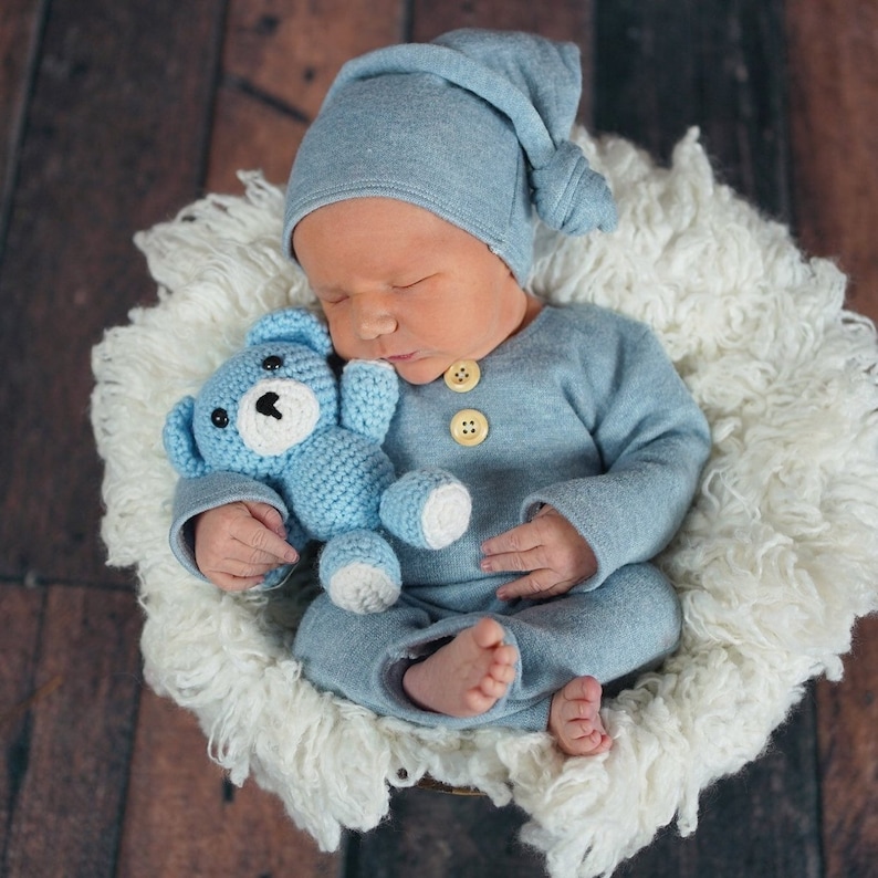 Photo Outfit Baby Boy Newborn Photo Shoot Romper and Hat Etsy