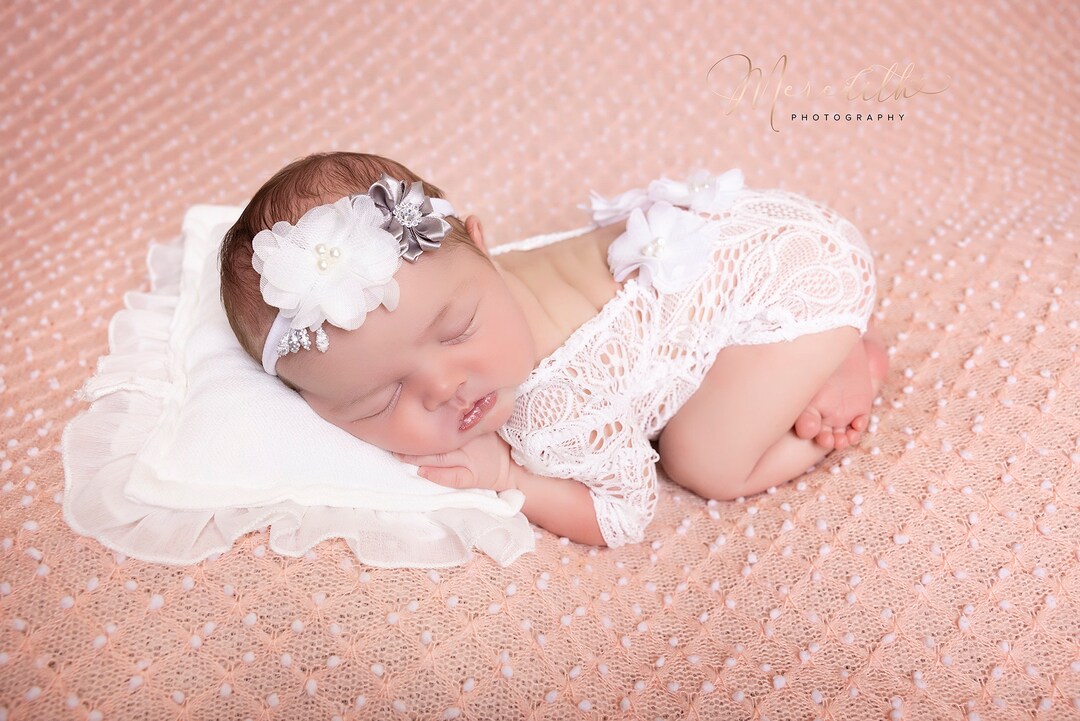Recien nacido foto prop nina romper de encaje nina recien nacida traje de foto rosa nina espalda abierta manga larga romper accesorios de fotografia recien nacido Etsy Espana