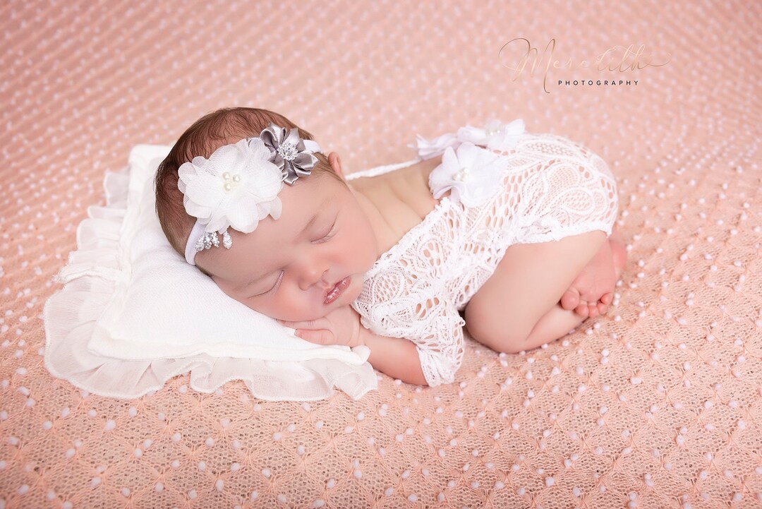 Recién nacido foto prop niña, romper de encaje, niña recién nacida traje de  foto rosa niña espalda abierta manga larga romper accesorios de fotografía recién  nacido -  España