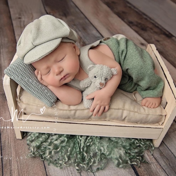 newborn boy newsboy cap and pants with suspenders baby boy prop photo shoot newborn photography prop ready to ship!