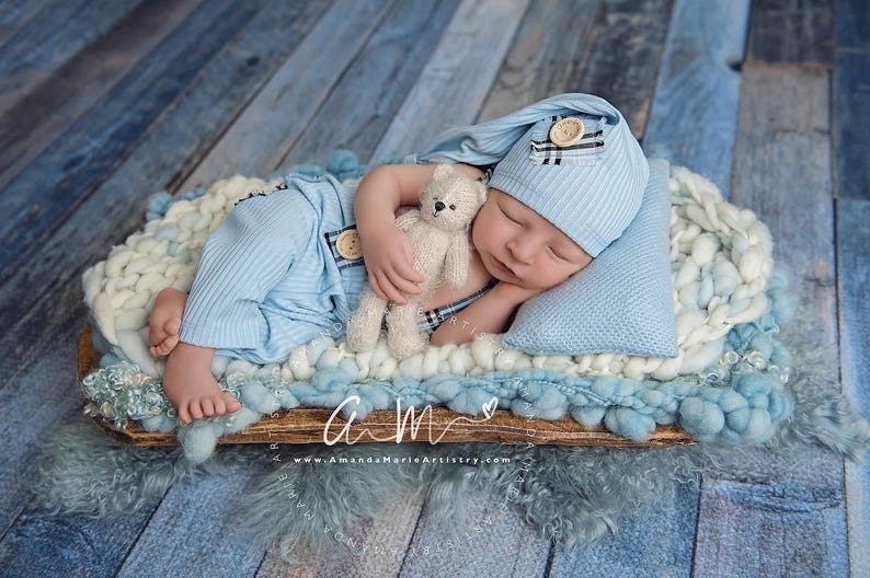 Newborn boy photo outfit newborn photography pants set with suspenders and hat, infant photo shoot, newborn props two piece ready to ship! image 3