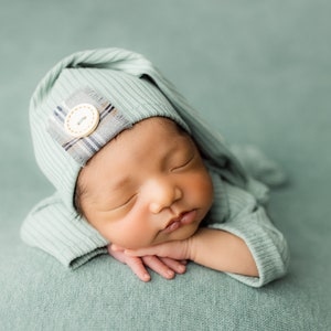 Newborn footed sleeper,baby pajamas,footed romper and hat, sky blue photo outfit photo props boy Newborn Photo props
