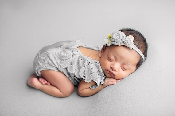 Lace Newborn Romper Set, Baby Girl Photo Prop Outfit, Cream, Pink, Dusty Lilas