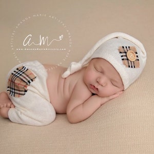 Newborn boy photo outfit props,baby boy photo outfit, photo shoot boy, pants and sleeping pompom  hat navy green, baby boy pictures