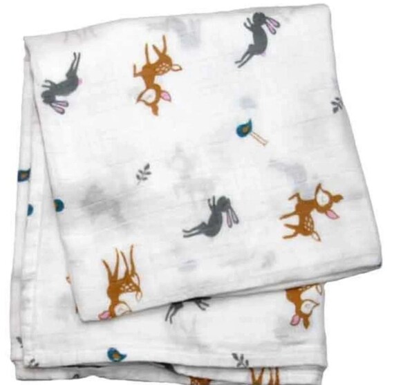 Double layered 100% muslin cotton baby swaddle blanket