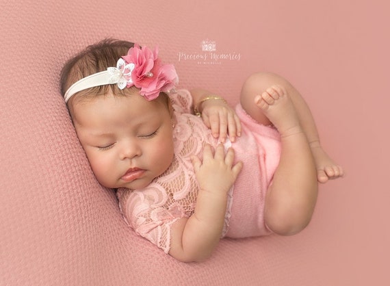 Newborn photo outfit girl lace romper set, baby girl white mint pink peach lace photo outfit baby girl open back romper newborn photography