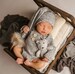 Newborn boy photo outfit,newborn boy photography,romper and hat, baby boy photo props,baby boy photo outfit,boy overalls add Pom Pom 