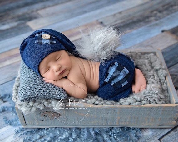 Baby photo outfit boy, baby boy photo shoot, photo shoot boy, pants and sleeping hat, Beige navy brown green, newborn boy pictures portrait