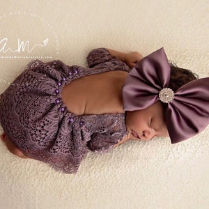 Newborn girl photo outfit lace romper set, newborn girl photo outfit baby girl low back long sleeve  romper props newborn photography
