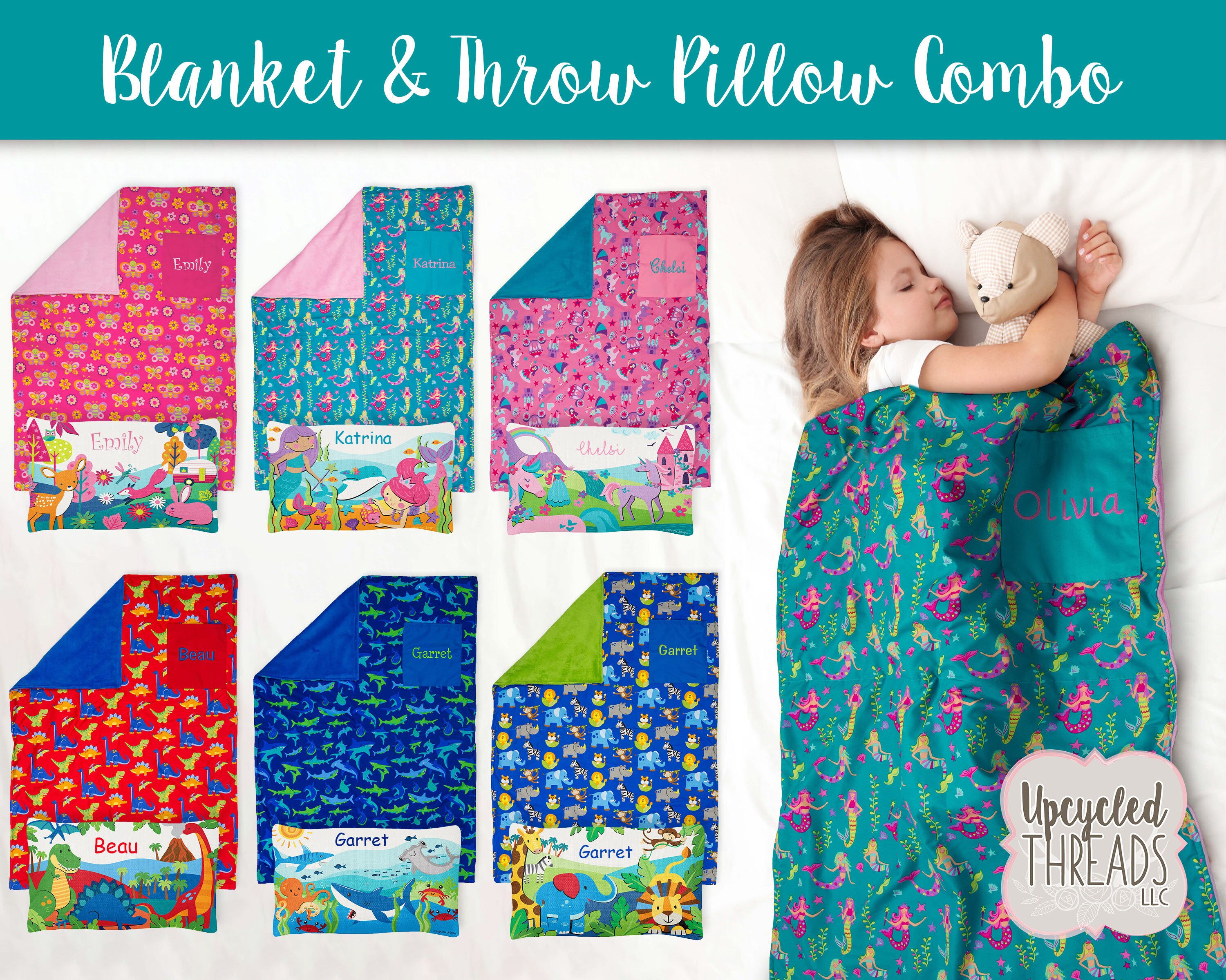 Personalized Toddler Blanket And Pillow Set Preschool Blanket Set