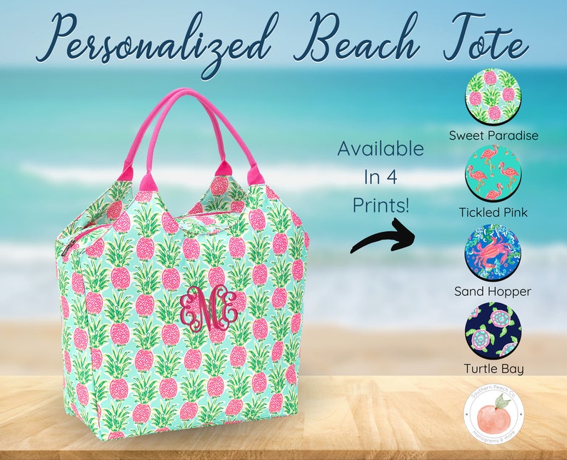 etsy monogrammed beach bag