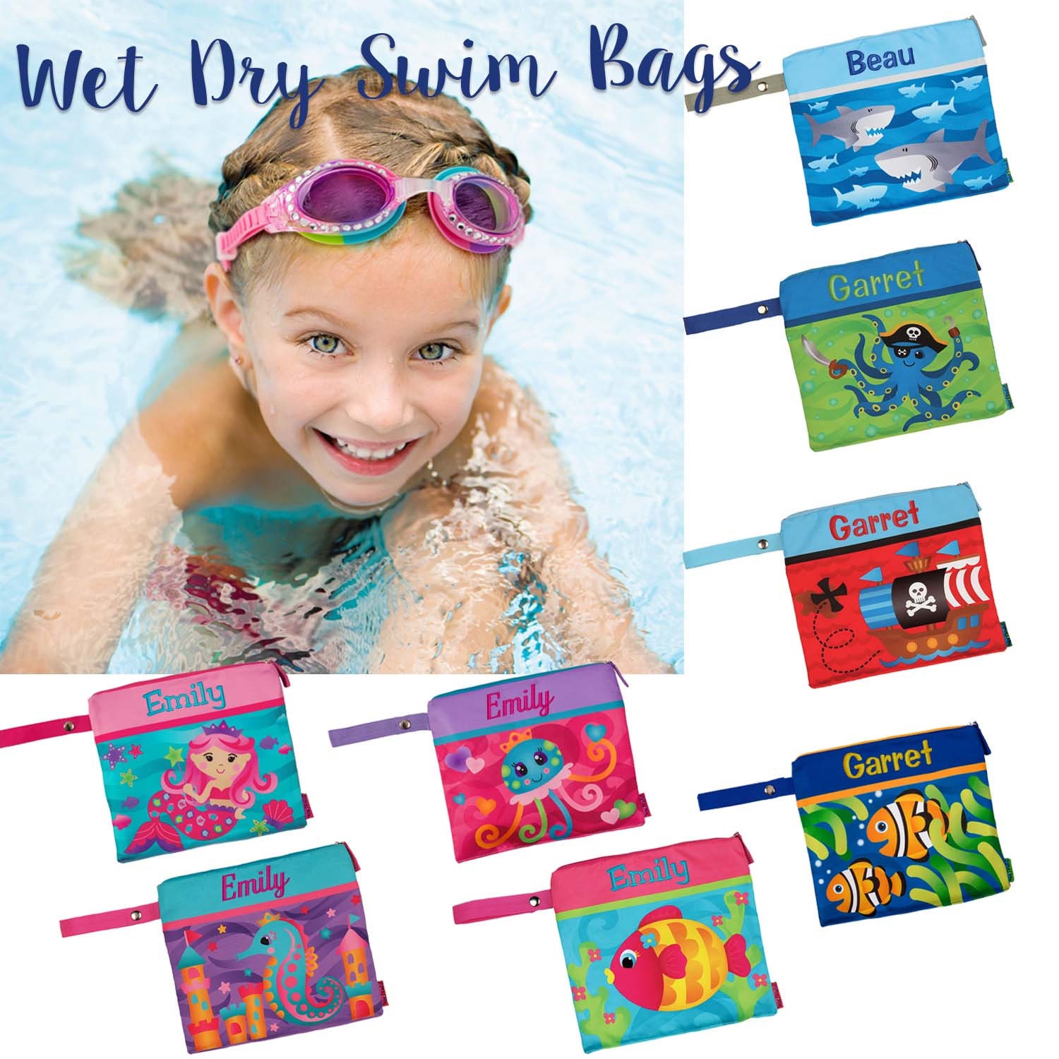 Personalized Stephen Joseph Wet//Dry Swim Bag Octopus