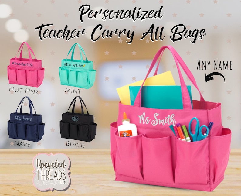 Personalized Teacher Tote Bag Teacher Gift Carry All Bag Etsy
