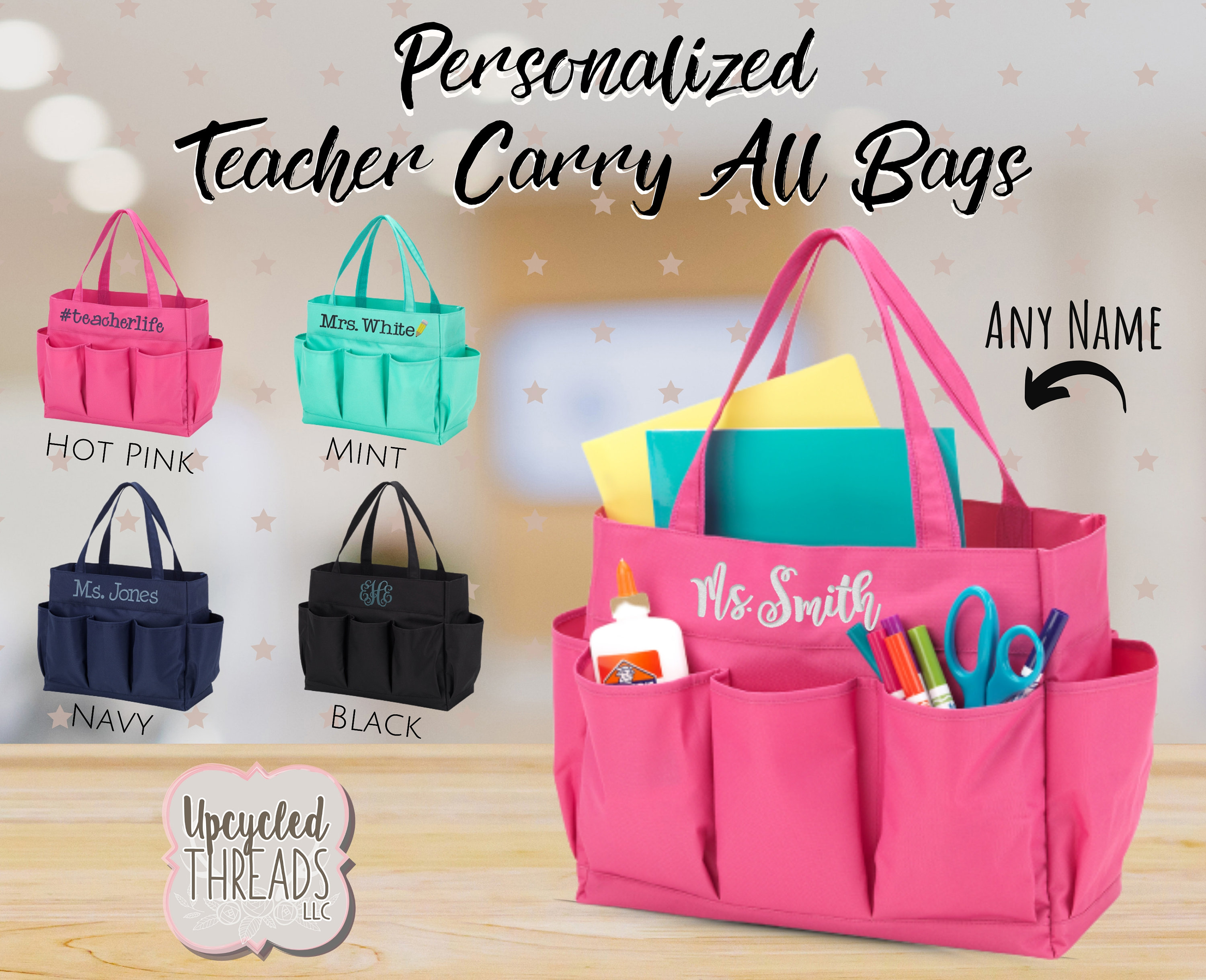 Personalized Teacher Tote Bag Teacher Gift Carry All Bag Etsy