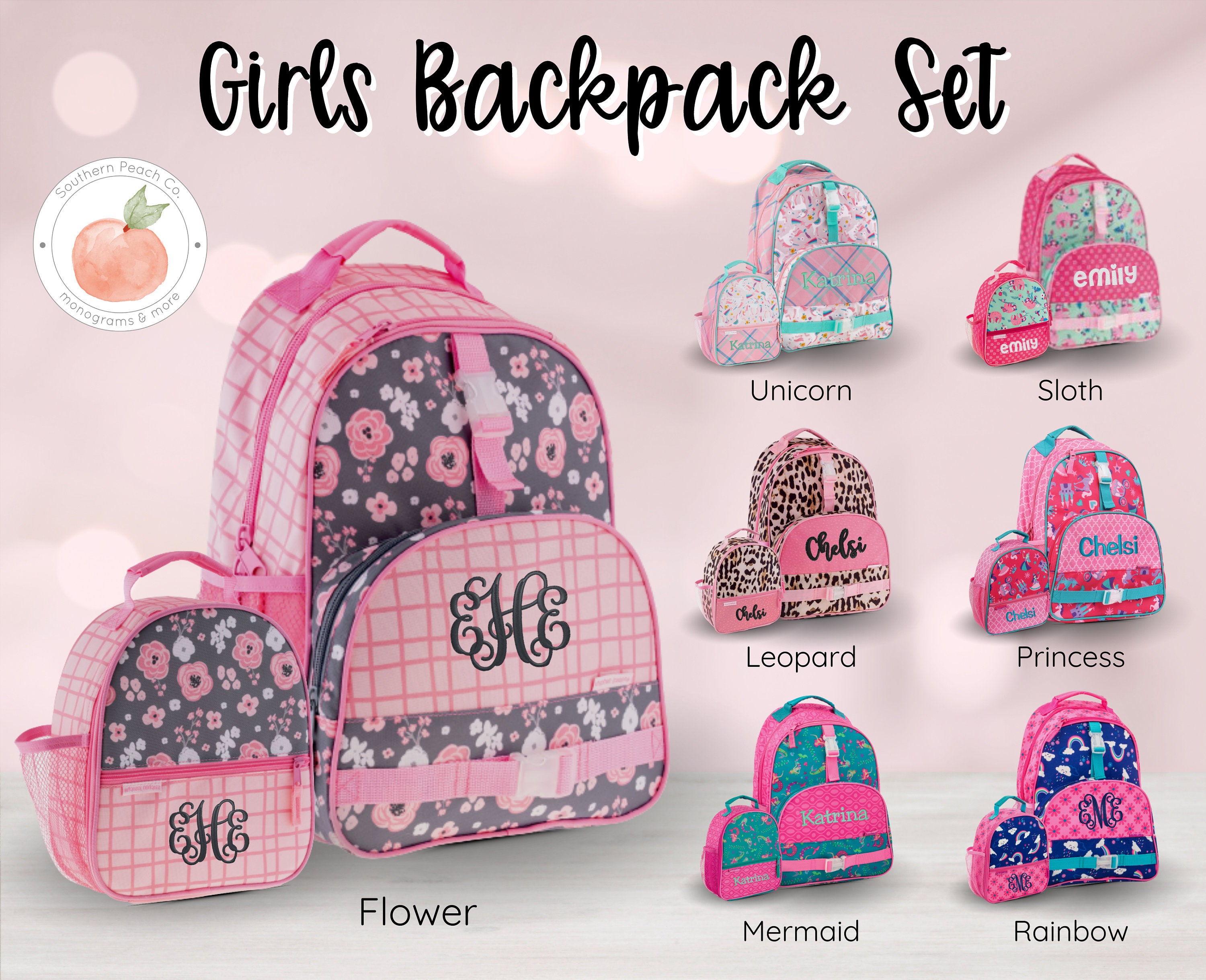 monogrammed kids backpack
