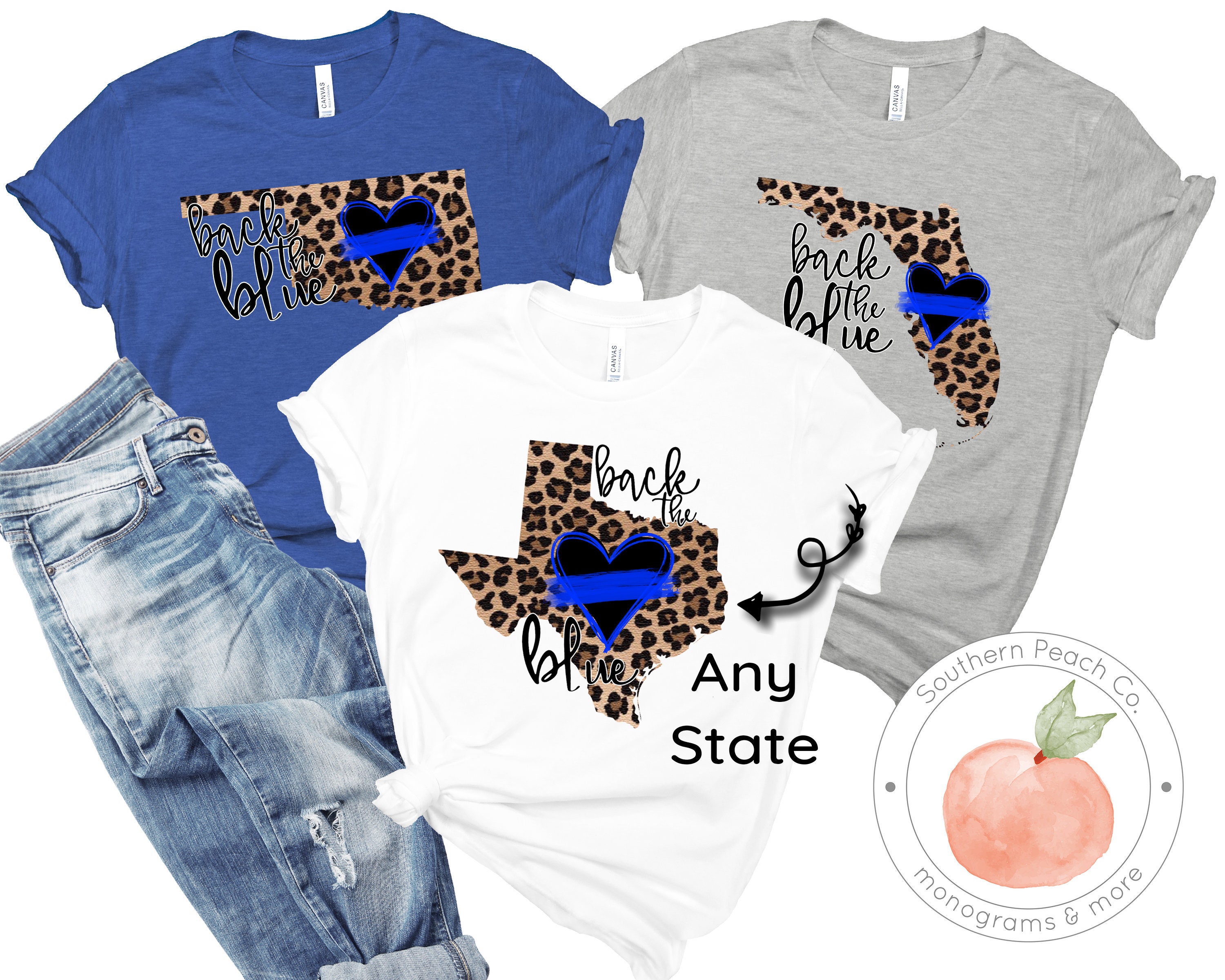 Back the Blue Shirt, Police Wife Shirt, Back the blue state shirt, Po…