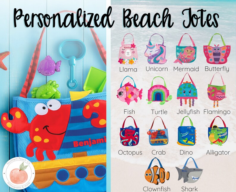 Kids beach bag personalized childrens beach tote toddler Etsy
