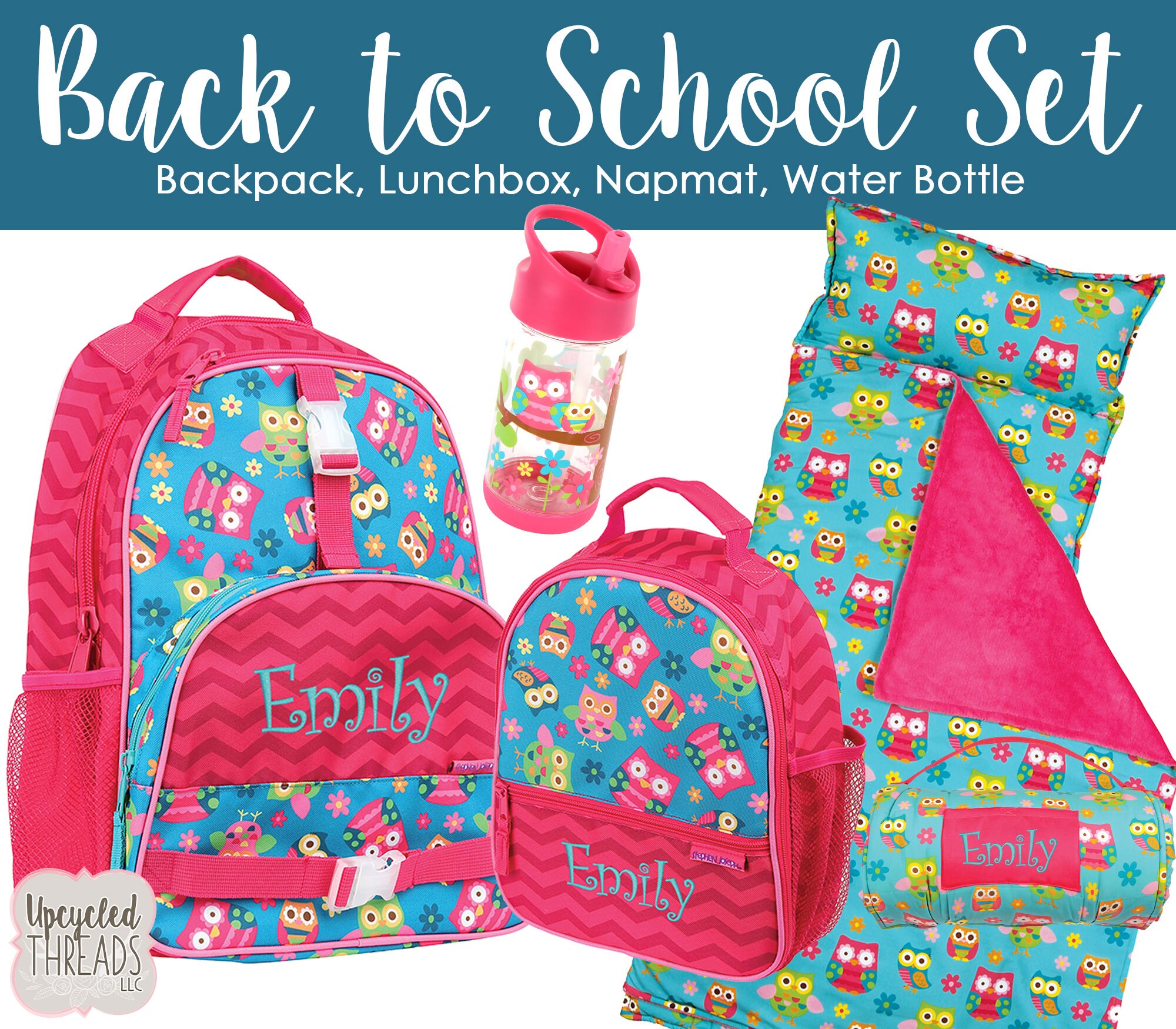 Personalized Backpack Set Girls Owl Backpack Set Kids Backpack
