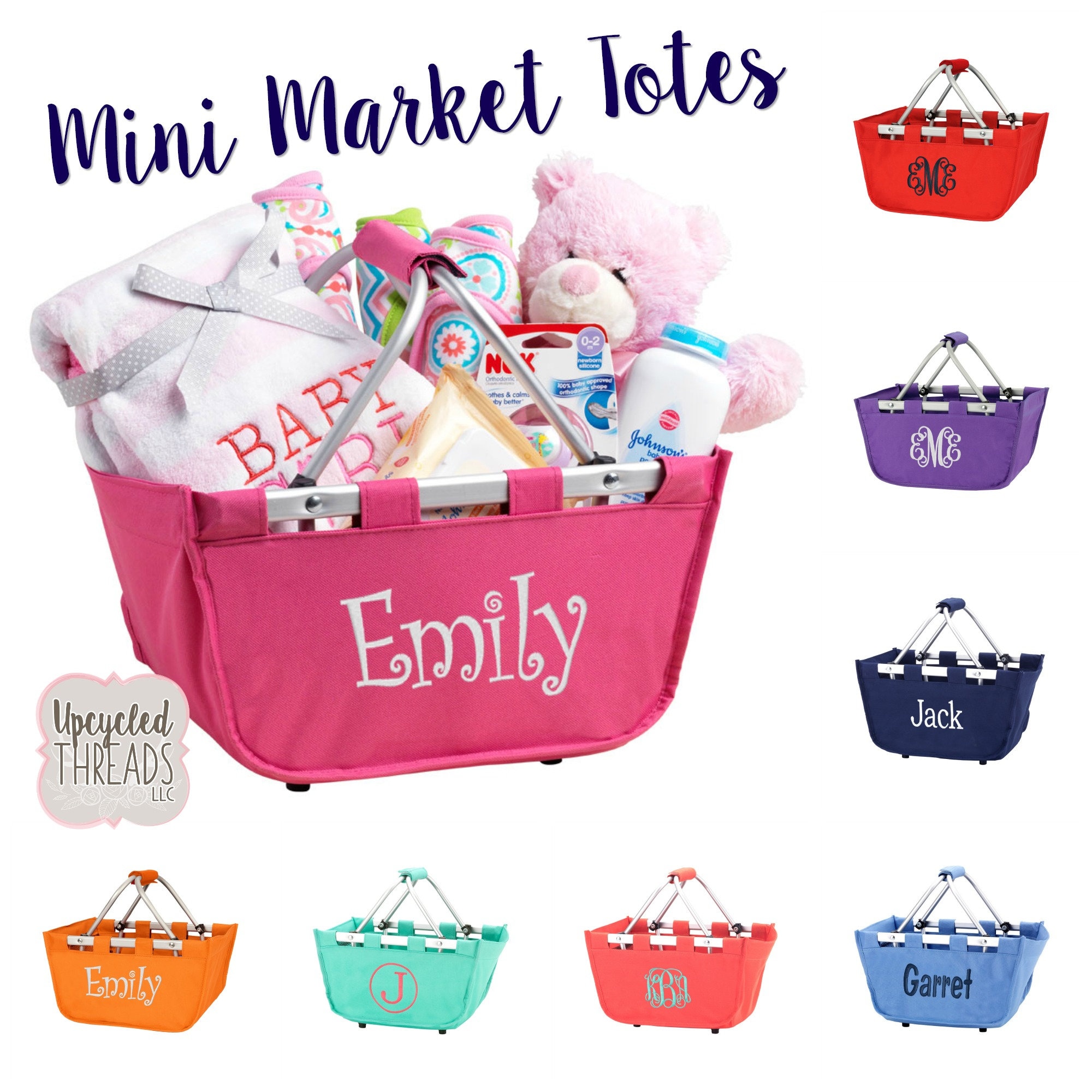 Personalized Mini Market Tote Baby Shower Halloween Easter