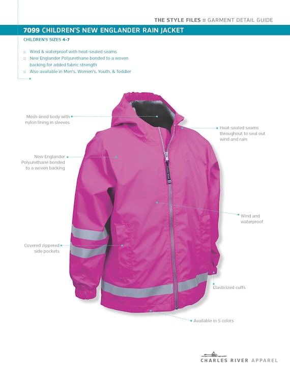 Charles River Rain Jacket Youth Size Chart