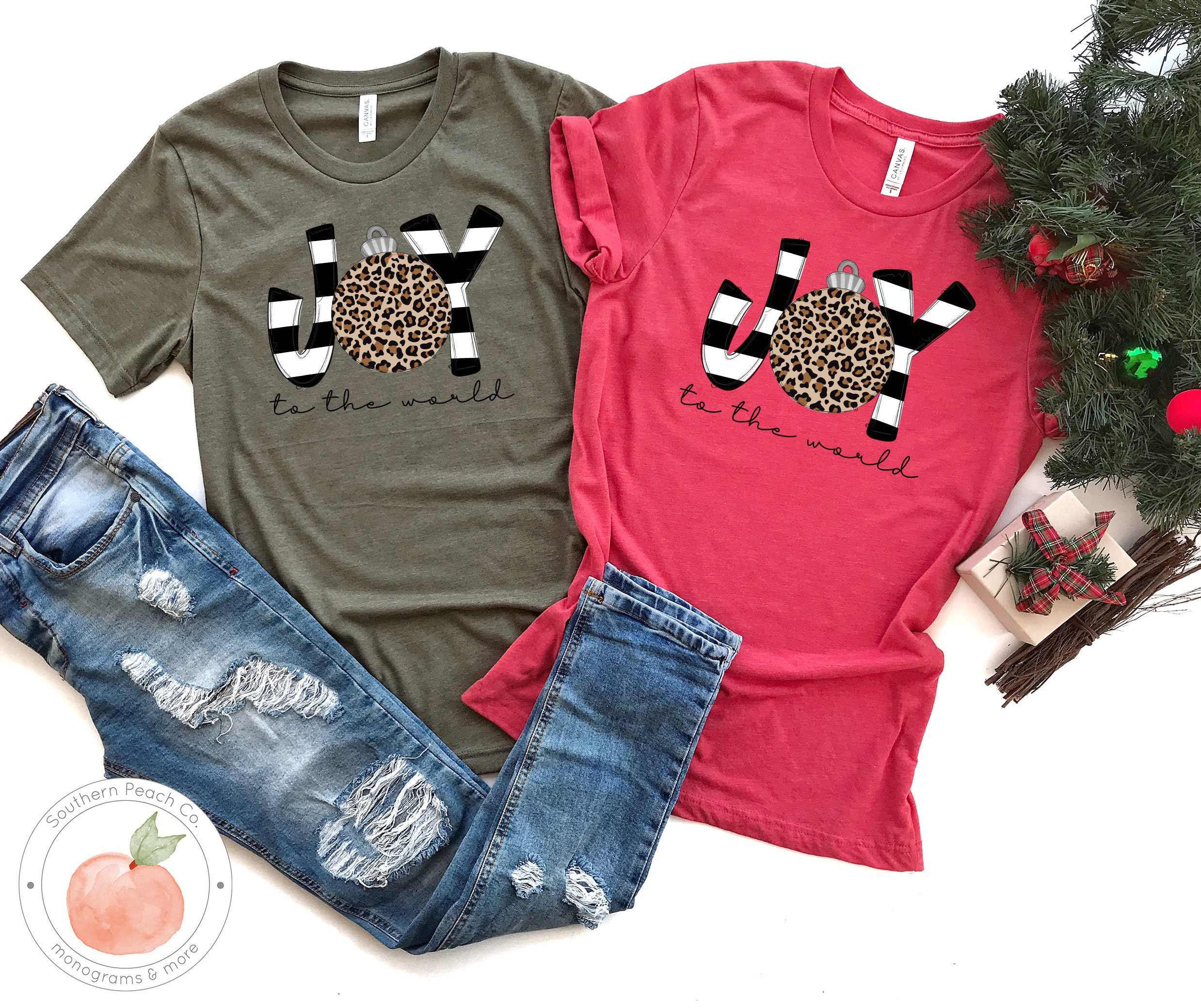Merry Christmas Shirt, Christmas Tee, Joy Christmas Shirt, Woman'…
