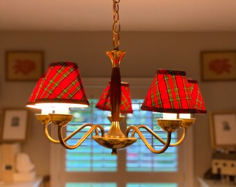 lampshade clip on sconce lamp shade grosgrain ribbon plaid chandelier lampshade chandelier lamp shade Tartan Plaid lamp shade