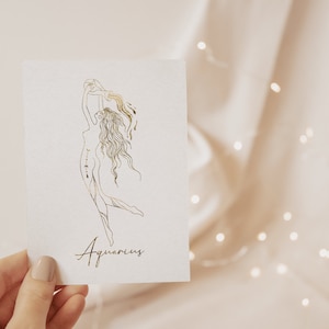 Minimalistische Sternzeichen Astrologie Frauen Handgemachte GoldFolie Karten Geschenk Set
