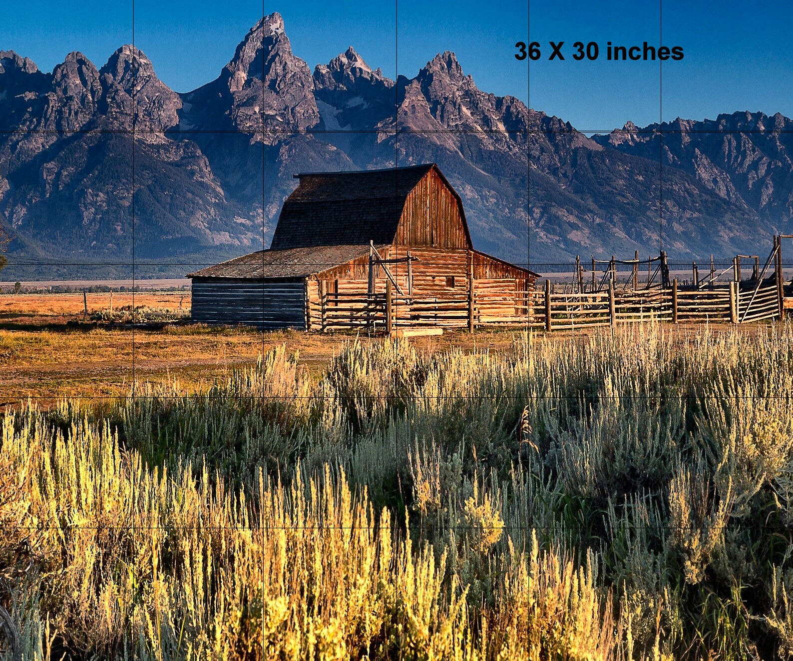 This tile mural artwork shows the Grand Teton Mountains. It is Etsy