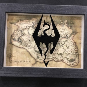 Elder Scrolls Skyrim Dragon Shadow Box 5x7 photo frame size