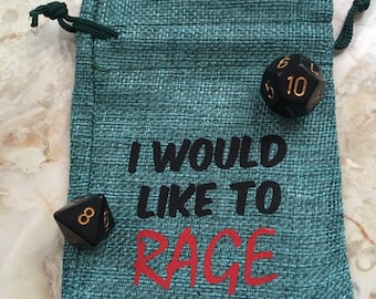 Rage Dice Bag: D&D Drawstring Pouch - 6 Colors (5.3 x 3.7 inch)