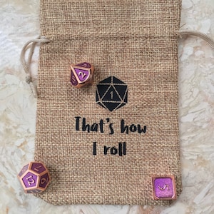 That&#39;s How I Roll natural 1 fail dice bag 5.3 x 3.7 inch drawstring pouch 6 colors