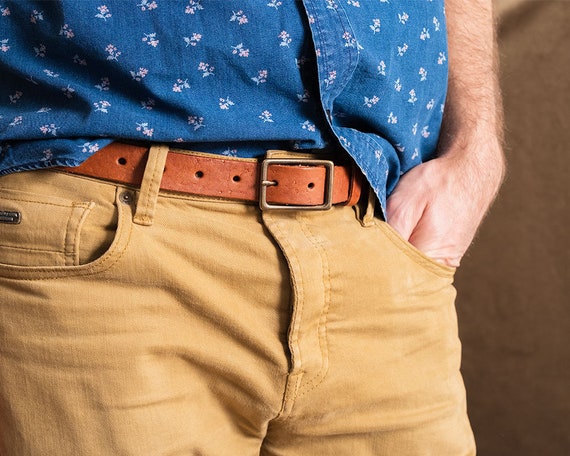 mens thin brown belt