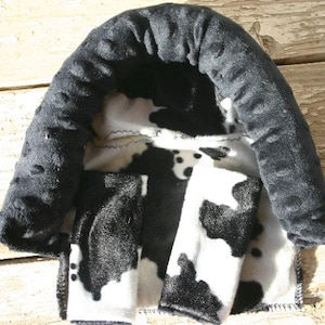 Infant/Toddler Black and White Cow with Black Black Minky Car Seat Headrest and/or Strap Covers
