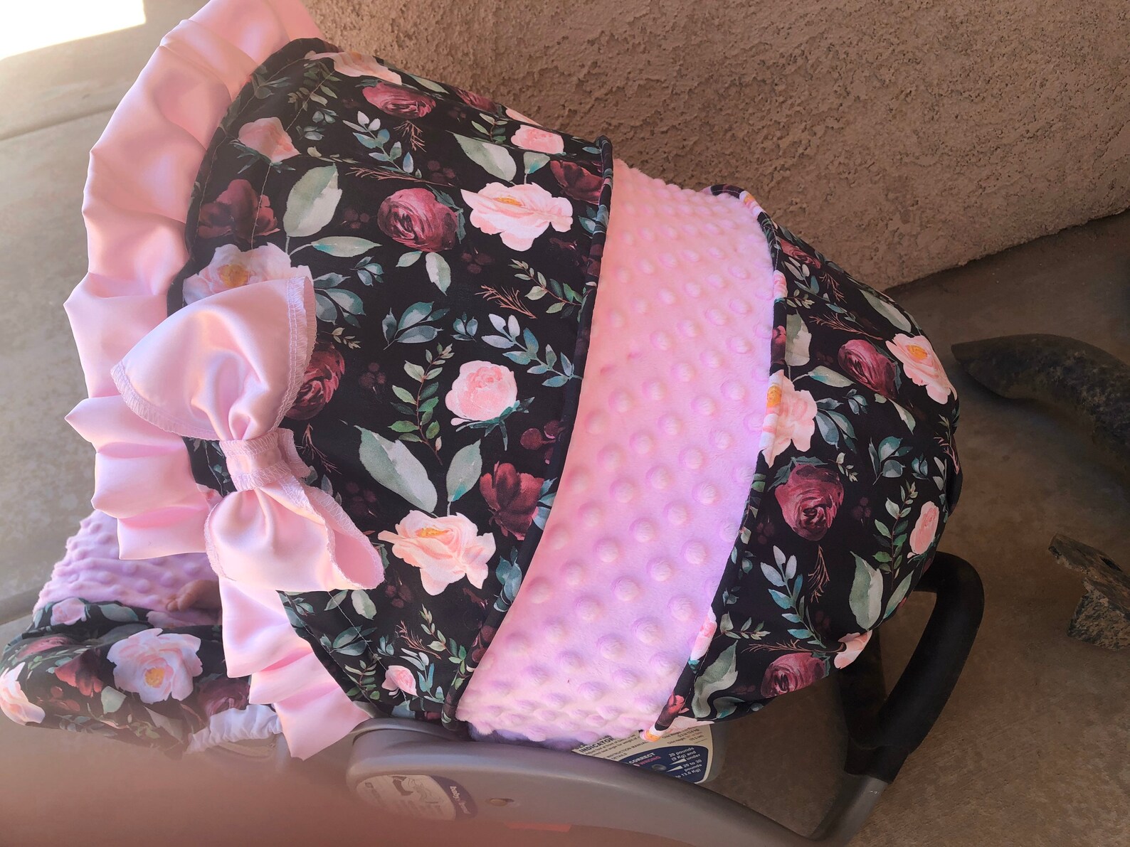 Baby Car Seat Cover and Hood Cover in Black Floral With Baby Etsy