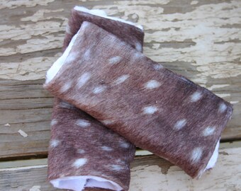 baby strap covers Deer skin print minky with white minky