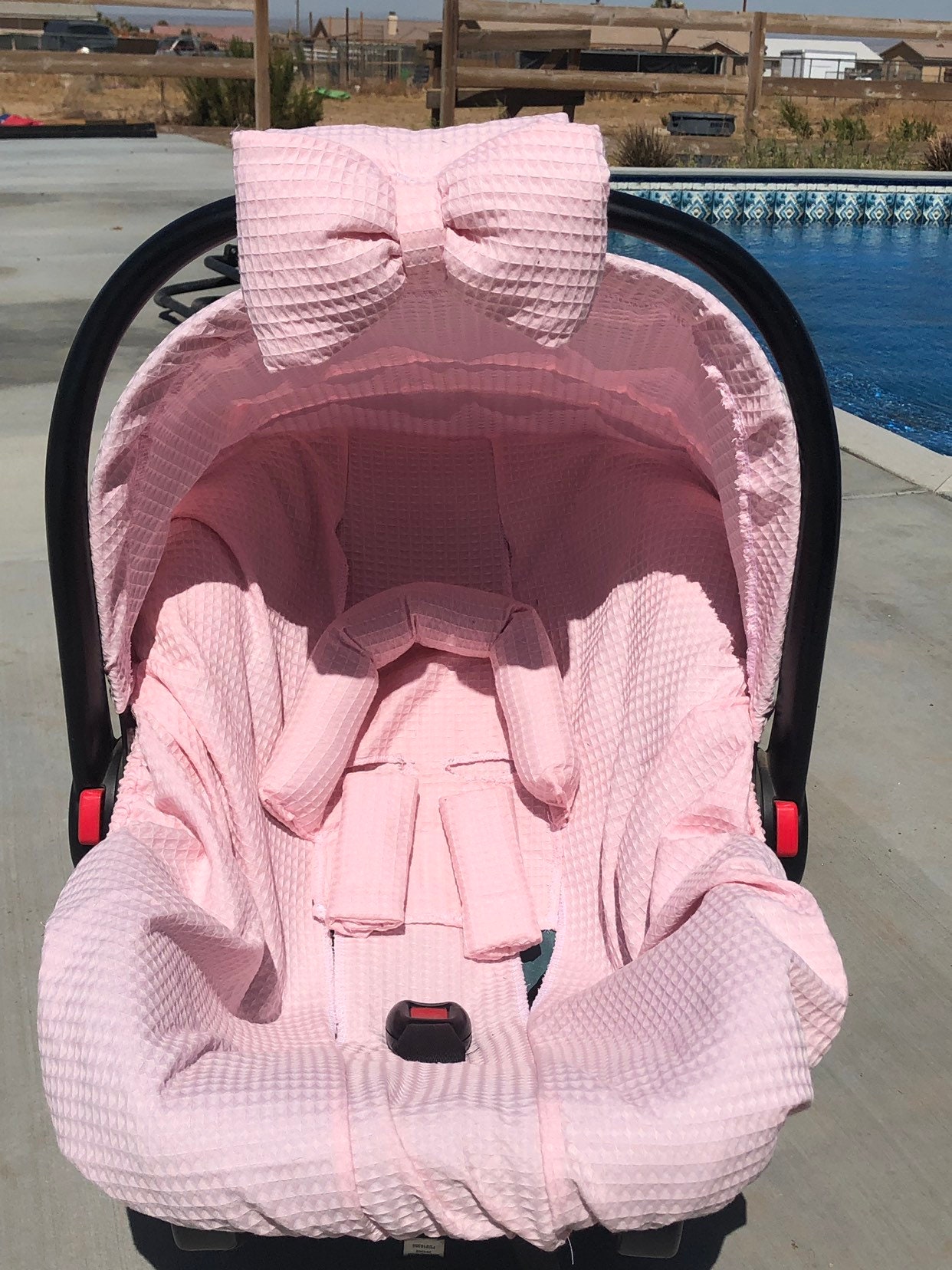 Pink Waffle Fabric Strap Covers Head Pillow and Handle Cushion Etsy