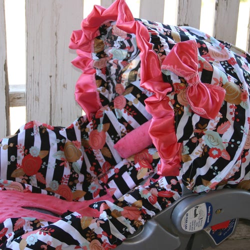 Baby Car Seat Cover and Hood Cover Black and White Stripe W/ Etsy