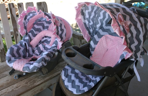 infant car seat cover and mossy oak and pink minky pink satin bow baby girl