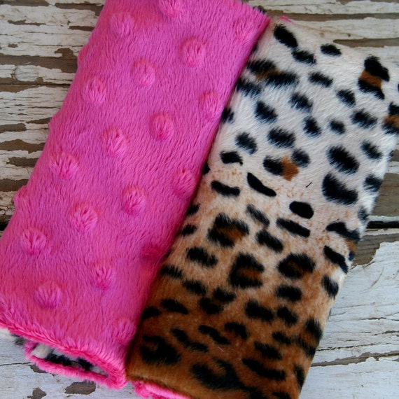 infant/toddler seat strap covers in leopard/cheetah and hot pink minky 
