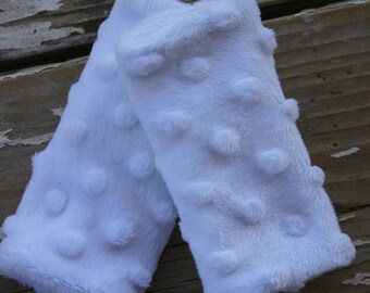 white all minky Car seat strap covers infant or toddler