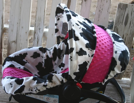 Baby Car Seat Cover And Hood Black White Cow With Baby Car Seat Cover And Hood, Cow Car Seat Cover Baby