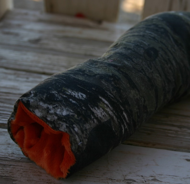 READY TO SHIP mossy oak and orange minky padded handle cushion for infant car seat with snaps