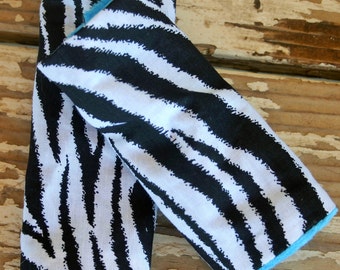 Infant/Toddler Zebra with Teal, Pink, or Black Minky Car Seat Strap Covers