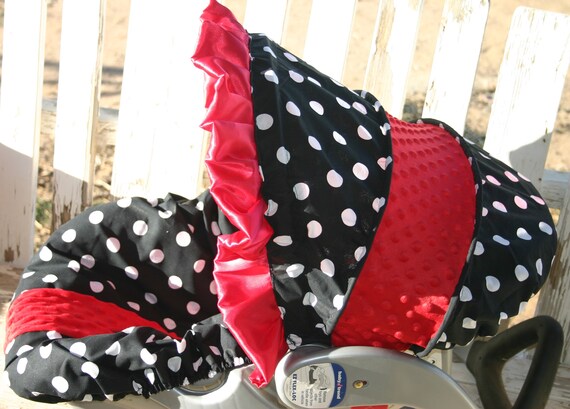 Baby Car Seat Cover And Hood Black White Polka Dots - Black And White Polka Dot Car Seat Covers Baby Car Seat Cover And Hood Black White Polka Dots - Black And White Polka Dot Car Seat Covers