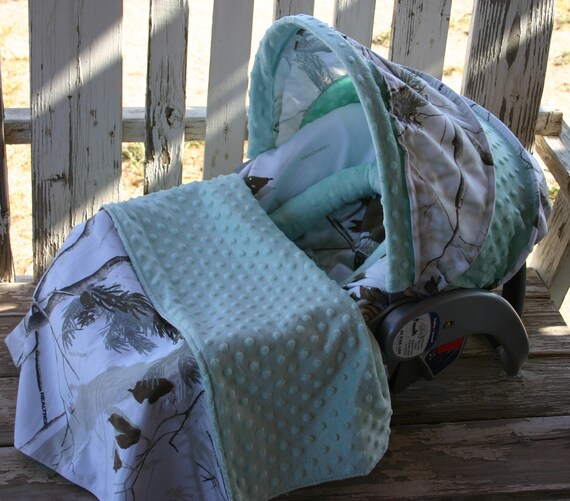 baby blanket 30/"x30/" realtree and aqua// teal minky